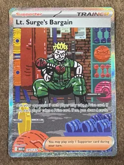 Pokemon Lt. Surge's Bargain 185/132 Special Illustration Rare Mega Evolution SIR - Image 1