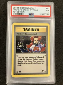 2000 Pokemon Rocket 16/82 Rocket's Sneak Attack-Holo 1st Edition PSA 7 NM - Image 1