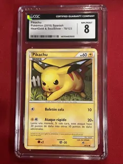 2010 Pokemon PIKACHU #78 HeartGold & SoulSilver Spanish CGC 8 - Image 4