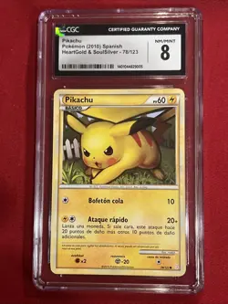 2010 Pokemon PIKACHU #78 HeartGold & SoulSilver Spanish CGC 8 - Image 5