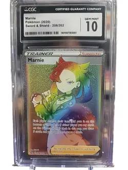 CGC 10 GEM MINT MARNIE #208 SECRET RARE SWORD & SHIELD POKEMON TCG 2020 - Image 1