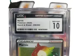 CGC 10 GEM MINT MARNIE #208 SECRET RARE SWORD & SHIELD POKEMON TCG 2020 - Image 3