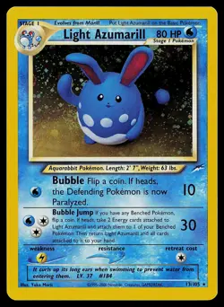 Pokemon Card Light Azumarill 13/105 Neo Destiny Holo SWIRL - Image 1