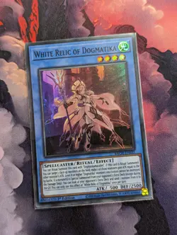 YUGIOH TCG BACH-EN035 White Relic of Dogmatika Super Rare 1st Edition NM - Image 1