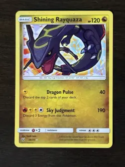 Pokemon TCG Shining Rayquaza Holo Rare Card Shining Legends 56/73 - Image 1