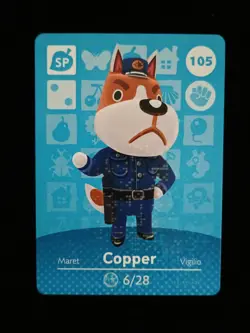 #105 Copper AUTHENTIC Nintendo Animal Crossing Amiibo NFC Card Series 2 - Image 1