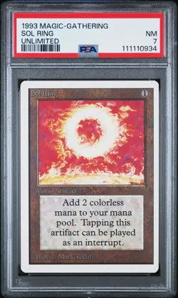 1993 Magic the Gathering Unlimited, Sol Ring, NM PSA 7 - Image 1