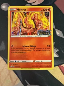 MOLTRES SWSH185 BRILLIANT STARS POKEMON (PRE-RELEASE STAMPED PROMO HOLO, NM) - Image 1