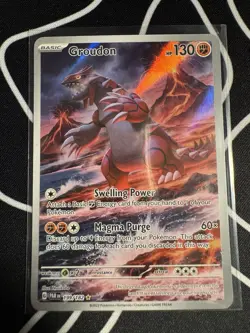 Pokemon TCG Groudon Illustration Rare Paradox Rift 199/182 Near Mint+ Condition - Image 1