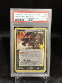 2021 POKEMON CELEBRATIONS CLASSIC COLLECTION #17 UMBREON-GOLD STAR PSA 10 - Image 1