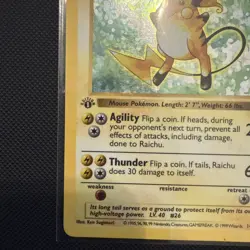 Pokemon TCG Shadowless Raichu Base Set Holo 14/102 1st Edition Rare - Image 5