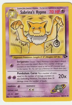 Pokemon TCG - Sabrina's Hypno 56/132 Gym Challenge 55/132 - Unlimited LP - Image 1