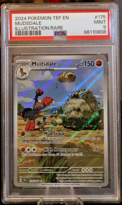 2024 Pokemon TCG Temporal Forces #175 Mudsdale Illustration Rare PSA 9 - Image 1
