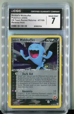 2004 Pokemon EX Team Rocket Returns Reverse Holo Rocket's Wobbuffet #47 CGC 7 - Image 1