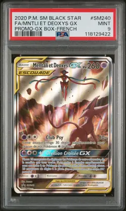 Carte Pokemon Mentali et Deoxys GX SM240 PSA 9 Soleil & Lune Promo SL NEUVE - Image 1