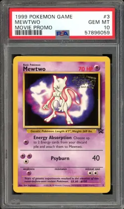 Mewtwo Pokemon 1999 Stamped WB Movie Black Star Promo #3 PSA 10 - Image 1