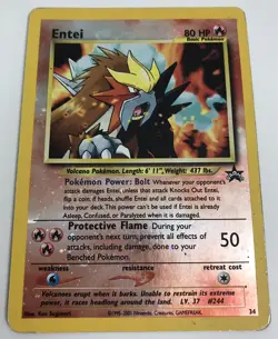POKEMON - ENTEI #34 Black Star Promo - Reverse Holo HP Heavily Played - Image 1