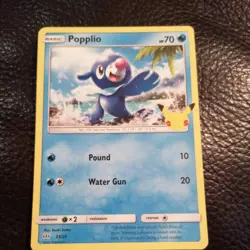 Popplio Sun & Moon Base Pokemon Card (LP/NM) 2017 - Image 1