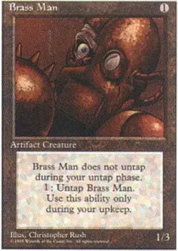 Heavy Play, English MTG Regular Brass Man Alternate Fourth Edition Magic the Gat - Image 1