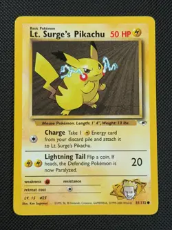 Lt. Surge's Pikachu 81/132 REGULAR Pokemon Card WOTC Gym Heroes Common - Image 1