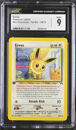 CGC 9 MINT Eevee Neo Discovery 1st Edition 38/75 Pokemon Card - Image 1