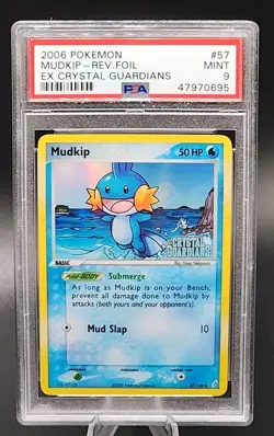 PSA 9 Mint 2006 Pokemon Mudkip 57/100 Reverse Rev Holo EX Crystal Guardians - Image 1