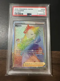 2020 Pokemon Sword & Shield Secret Rare Full Art Marnie 208/202 PSA 10 Gem Mint - Image 1
