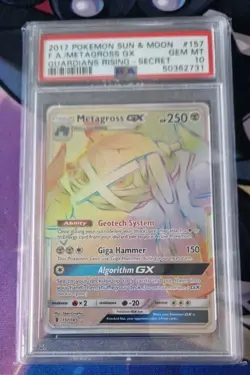 Pokemon Sun And Moon Guardians Rising Metagross GX Secret Rare 157/145 PSA 10 - Image 1