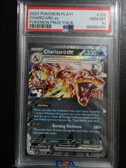 Charizard ex 125/108 Prize Pack Series Play! Pokemon Stamp PSA 10 - Image 1