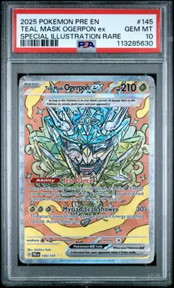 2025 POKEMON PRE EN-PRISMATIC EVOLUTIONS #145 TEAL MASK OGERPON EX PSA 10 - Image 1