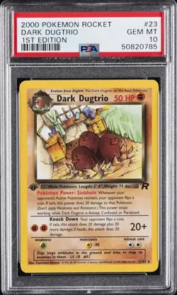 2000 POKEMON ROCKET 1ST EDITION #23 DARK DUGTRIO PSA 10 - Image 1