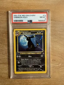 2001 POKEMON NEO DISCOVERY #13 UMBREON-HOLO RARE UNLIMITED PSA 8 NM-MT - Image 1