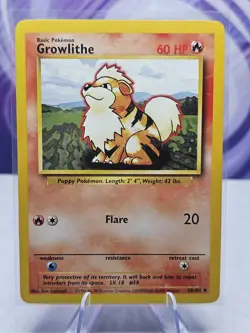 Pokemon TCG Growlithe Base Set 28/102 Regular Unlimited Uncommon - Image 1