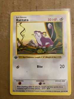 Pokemon TCG Rattata Base Set 61/102 1st Edition Never Played Near Mint - Image 1