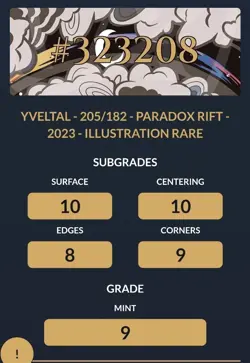 Pokemon TCG Yveltal Paradox Rift 205/182 Illustration Rare Graded Ace Mint 9 - Image 3