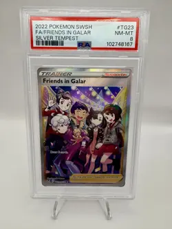 2022 POKEMON SWORD & SHIELD SILVER TEMPEST #TG23 FULL ART/FRIENDS IN GALAR PSA 8 - Image 1
