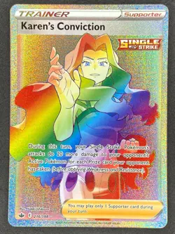Pokemon Karen’s Conviction Secret Rare 216/198 CRE Chilling Reign NM - Image 1