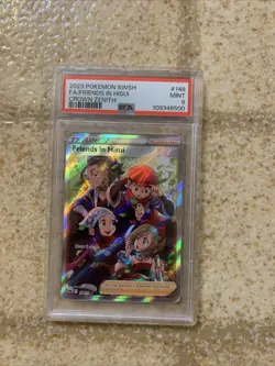 POKEMON 2023 Crown Zenith Trainer Full Art FRIENDS IN HISUI #148 PSA 9 Mint - Image 1
