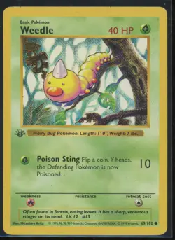 1999 Pokemon Base Set Weedle 1st Edition (Shadowless) #69/102 1st Edition - Image 1