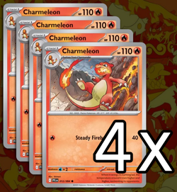 4x Charmeleon 012/094 - ME02: Phantasmal Flames - Pokemon TCG - Image 1