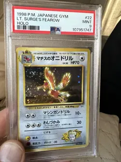 Pokemon Japanese Lt. Surges Fearow Holo 22 PSA 9 Mint Gym Heroes - Image 1