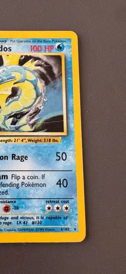 Pokemon Cards: Base Set Rare Holo: Gyarados 6/102 TCG 1999 WOTC Vintage - Image 3