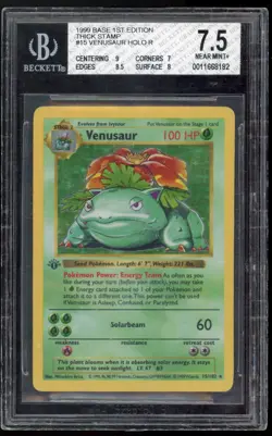 1999 Pokemon Base Set 1st Edition Venusaur #15 Holo Reverse Thick Stamp BGS 7.5! - Image 1