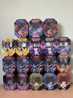 Pokemon 18X Empty Tins Bundle Job Lot (Varied Designs) (No Cards) Mint Condition - Image 1