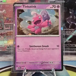 HD SWIRL Cosmos Holo Tinkatink SVP025 Black Star Promo Pokemon Card - Image 1