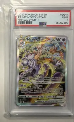 2023 POKEMON SWORD & SHIELD CROWN ZENITH #GG44 FULL ART/MEWTWO VSTAR PSA 9 - Image 1