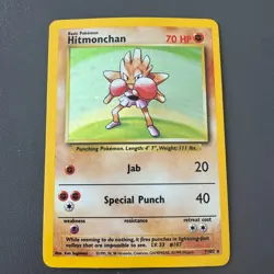 Pokemon Cards: Base Set Rare Holo: Hitmonchan 7/102 TCG 1999 WOTC Vintage - Image 1