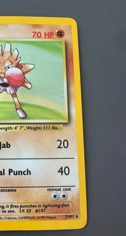 Pokemon Cards: Base Set Rare Holo: Hitmonchan 7/102 TCG 1999 WOTC Vintage - Image 3