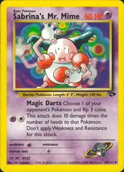 Sabrina's Mr. Mime 059/132 Unlimited Gym Challenge Pokemon Card NM - Image 1