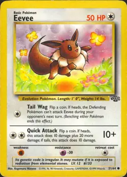 Eevee 51/64 Unlimited Common Jungle Pokemon Card LP - Image 1